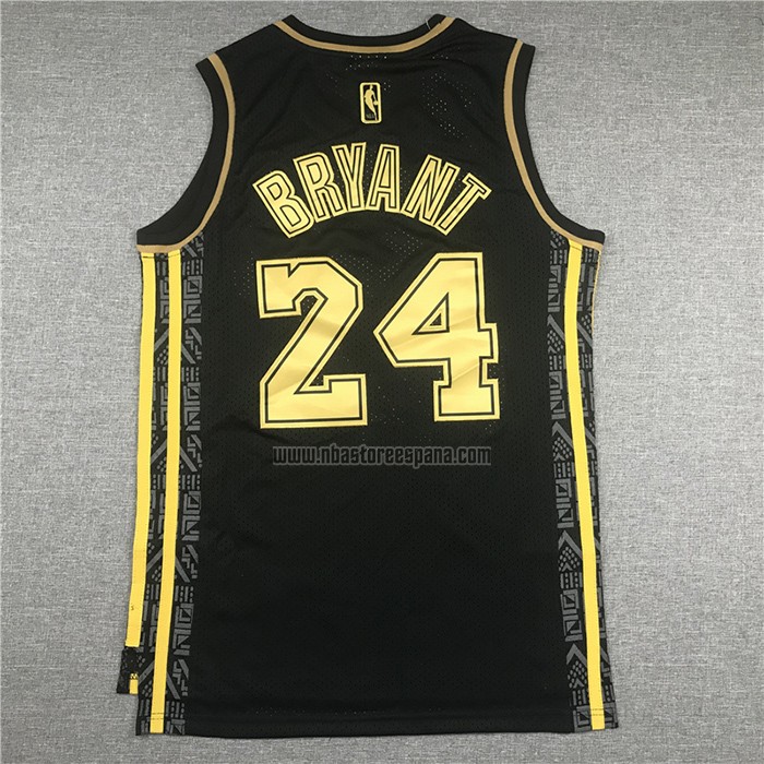 Camiseta Los Angeles Lakers Kobe Bryant NO 24 Retro Oro Negro